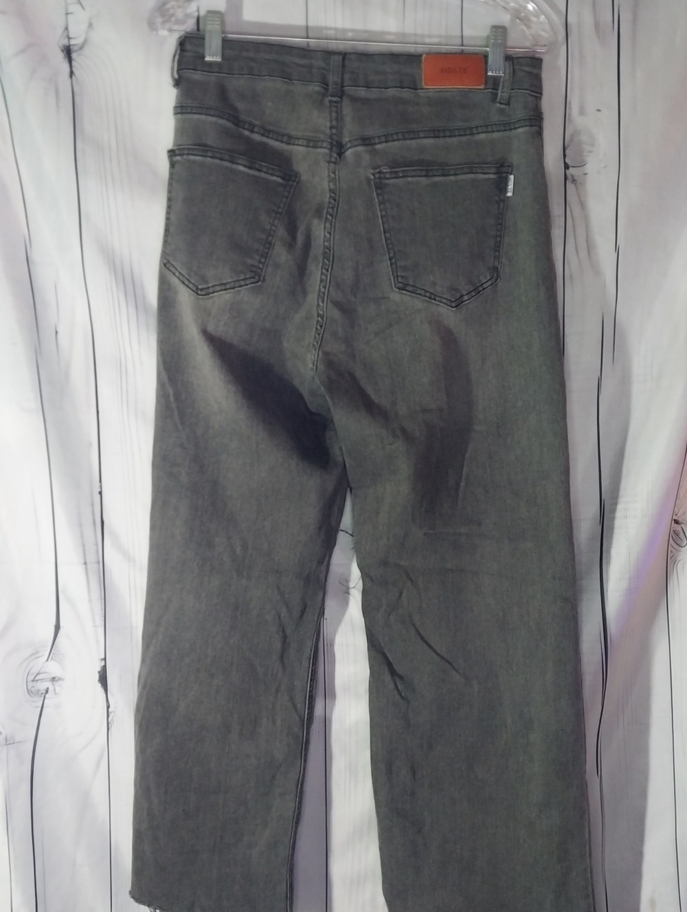 HDLTE High Rise Wide Leg Baggy 90's Y2K Grunge Raw Hem Gray Wash Jeans - Picture 2 of 10